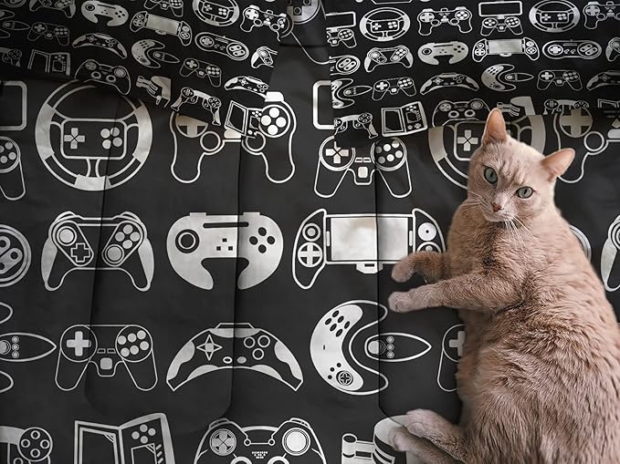 Sunnycitron Gamer Bedding Sets for Boys Gaming Comforter Boys Bedding Sets Queen Comforter Sets Gamer Bed Set Teen Boy Gamer Room Decor Gaming Comforter Set,1 Comforter 2 Pillowcases