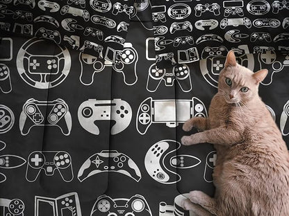 Sunnycitron Gamer Bedding Sets for Boys Gaming Comforter Boys Bedding Sets Queen Comforter Sets Gamer Bed Set Teen Boy Gamer Room Decor Gaming Comforter Set,1 Comforter 2 Pillowcases