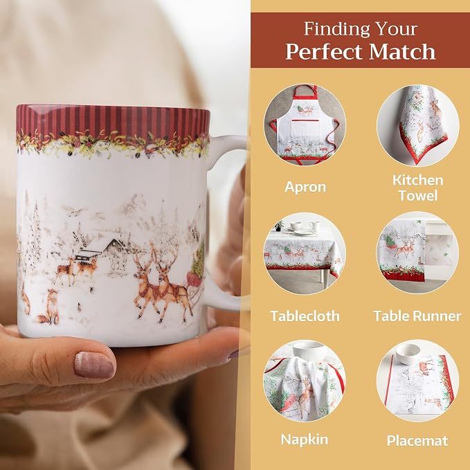 Maison d' Hermine Coffee Mug with Handles Tea Cups (12 Ounce, Pack of 1) | Fine Bone China Coffee Mugs for Hot Beverages Cappuccino Latte Home Hotel Spring Summer -Christmas Tradition - Landscape