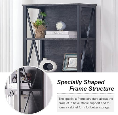 HOMISSUE Bookshelf, 6-Tier Bookshelf, Rustic Wood Metal Bookshelves and Bookcases, Freestanding Open Book Shelf, Industrial Tall Bookcase for Home Office, Living Room and Bedroom, Vintage Grey