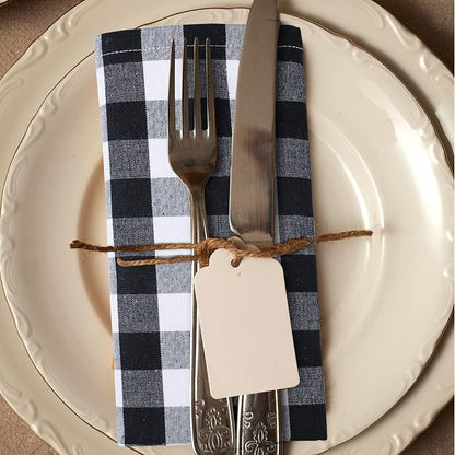 Urban Villa Cloth Napkins Cotton 20x20 (Set of 6) Black Cheks