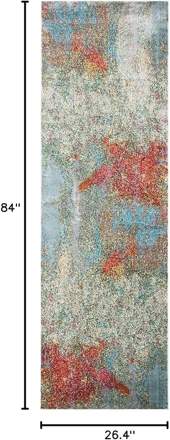 SAFAVIEH Luxor Collection Runner Rug - 2'2" x 7', Ivory & Blue, Handmade Modern Abstract, Ideal for High Traffic Areas in Living Room, Bedroom (LUX312A)