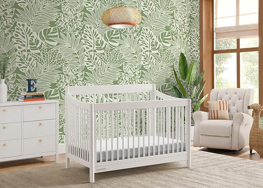 Delta Children Brooks 6-in-1 Convertible Crib, Bianca White + Simmons Kids Quiet Nights Breathable Crib Mattress with Removable/Machine Washable Cover (Bundle)