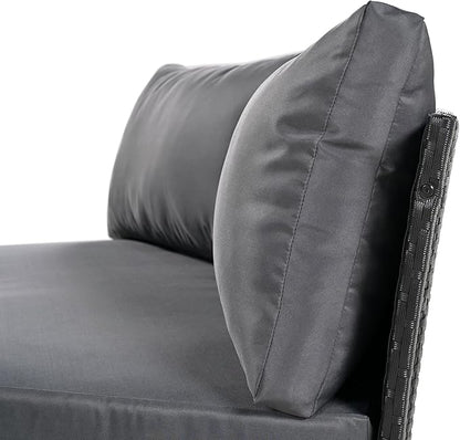 Merax Patio Furniture Sets Outdoor, All Weather Half-Moon Sectional PE Rattan Sofa with Cushions, Grey