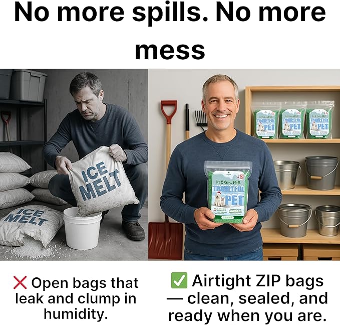 Thawtful Pet Safe Ice Melt – Pet Friendly Ice Melt, Snow Melt – Green Granules with CMA, Melts to −12°F (−24°C) - Driveway Salt & Sidewalk Salt for Ice (20 qt. - 42.6 lb.)