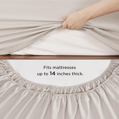 Bedsure Beige Queen Comforter Set - 7 Pieces Solid Queen Bed in a Bag, Queen Bed Set Beige with Comforters, Sheets, Pillowcases & Shams