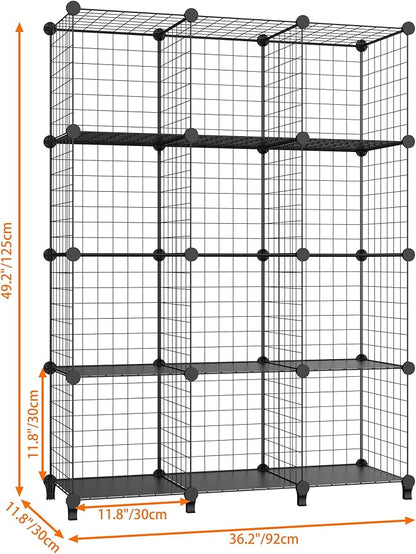 HOMIDEC Closet Organizers and Storage, 12 Storage Cubes, Wire Cube Storage DIY Room Storage Shelf for Garment Racks, Closet, Wardrobe