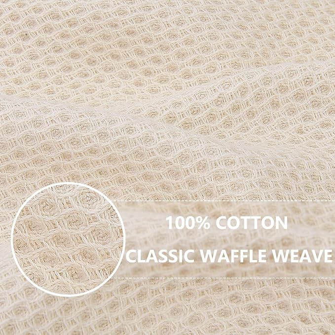 Homaxy 100% Cotton Waffle Weave Kitchen Towels, 5-Pack, Beige | 13 x 28 Inches, Ultra Soft Absorbent Dish Towels, Quick Drying Cleaning Towels