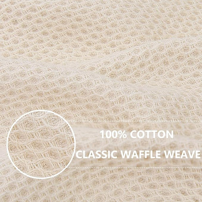 Homaxy 100% Cotton Waffle Weave Kitchen Towels, 5-Pack, Beige | 13 x 28 Inches, Ultra Soft Absorbent Dish Towels, Quick Drying Cleaning Towels