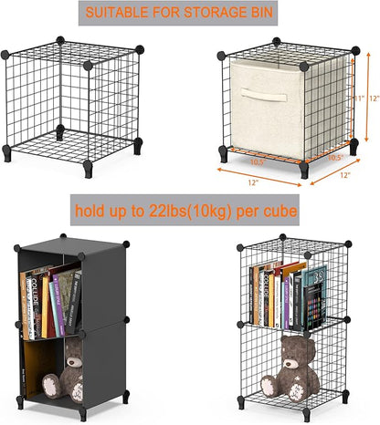 HOMIDEC Wire Cube Storage, Storage Shelves 6 Cube Bookshelf Bookcase Closet Organizer and Storage, Wire Storage Shelves Multi-Use DIY Storage Cube Shelf for Books, Toys, Clothes, Tools