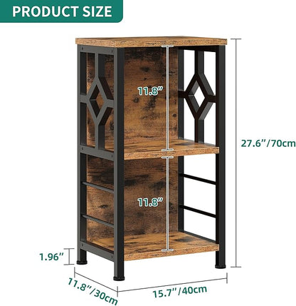 YITAHOME Small Bookshelf, 3 tier Farmhouse Bookshelf with Storage,Short Bookshelf for Small Spaces,Mini Shelf Stand,Open Bookcase for Bedroom Office Bathroom Living Room, Rustic Brown