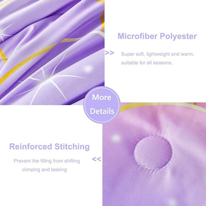 PERFEMET Mermaid Scales Queen Comforter Set 6 Pieces Purple Orange Comforter for Queen Size Bed Teen Girls Glitter Bedding Set Rainbow Tie Dye Bed in A Bag