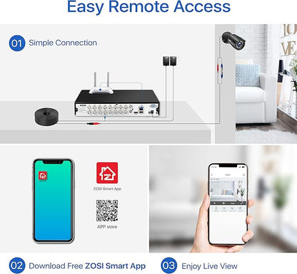 ZOSI H.265+ 16Channel 1080P 4-in-1 Hybrid Analog/AHD/TVI/CVI Security DVR Recorder for 960H/720P/1080P CCTV Security Surveillance Cameras,Remote Access, Motion Detection, Alert Push(No Hard Drive)