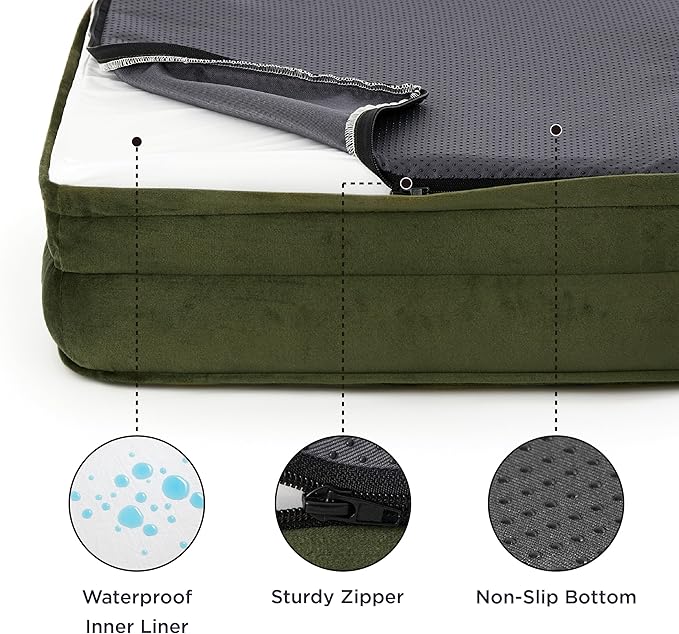 Bedsure Small Orthopedic Dog Bed - Washable Bolster Dog Sofa Beds for Small Dogs, Supportive Foam Pet Couch Bed with Removable Washable Cover, Waterproof Lining and Nonskid Bottom Couch, Winter Moss