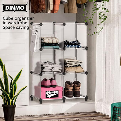 6 Cubes Storage Organizer, Bookcase, Display Shelf with Wooden Mallet, Cabinet Storage for Kids, Adult, Office, Bedroom, Bathroom, White