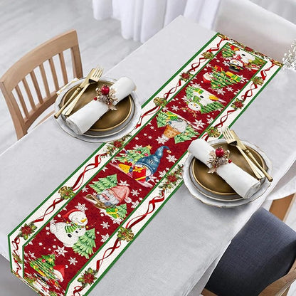 Christmas Table Runner 90 Inch Snowflake Buffalo Plaid Table Runner Christmas Theme Holiday Xmax Snowman Gnome Christmas Table Runner Decor for Kitchen Dining Table Home Party Decorations