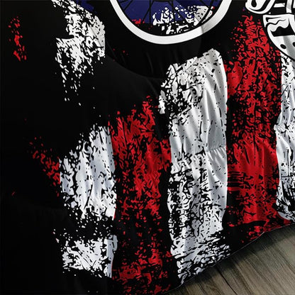 Axolotl Dirt Bike Comforter Set Twin,American Flag Bedding Set,Motocross Comforter Set,White Red Stripes Stars Comforter Set,Motorcycle Racer Comforter for Boys Kids Teens Men,1 Quilt 2 Pillowcases