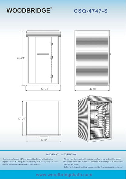 Woodbridge Infrared Home Sauna Room 2 Person Hemlock Wooden Indoor Sauna,7 Carbon 2230W/120V Heaters,with Led Color Therapy Light,Bluetooth Speaker,Tempered Glass,Touch-Tone Keypad and A Top Vent