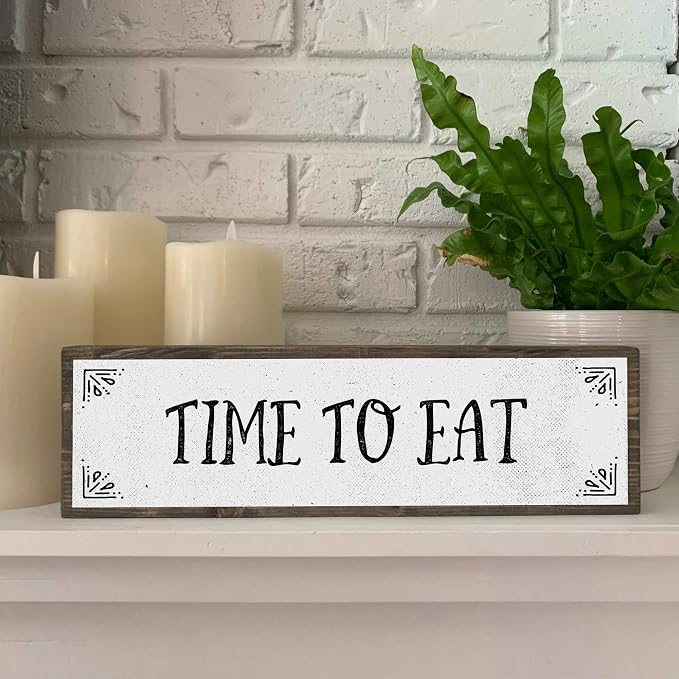 Kitchen Wood Signs (Medium - Wood And Metal, Time To Eat)