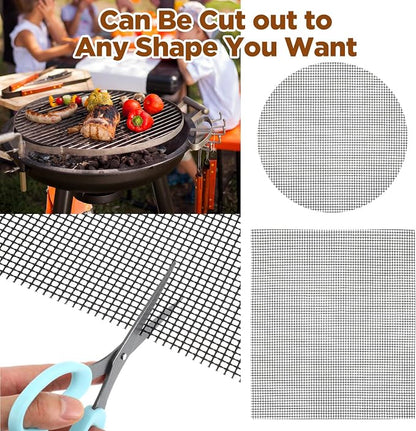 Grill Mesh Mat Set of 5 Non-Stick BBQ Grill Mats Reusable Grilling mat for Gas, Charcoal, Pellet, Oven & Air Fryer, 15.7 x 13 Inch