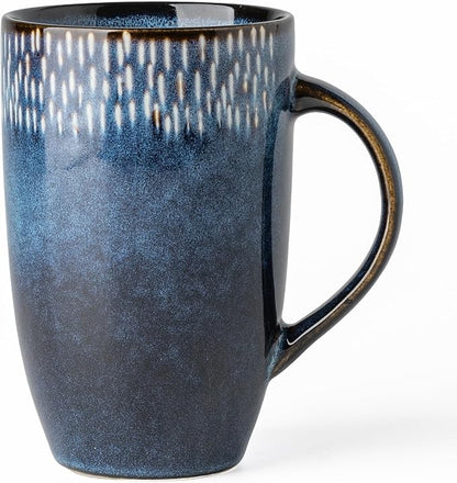 22oz Oversized Heavyweight Ceramic Coffee Mug, Large (Blue) | 22oz Extra Large, Oversized Heavyweight Ceramic, Reactive Glaze, Microwave & Dishwasher Safe, Prop 65 Compliant, Gift Box