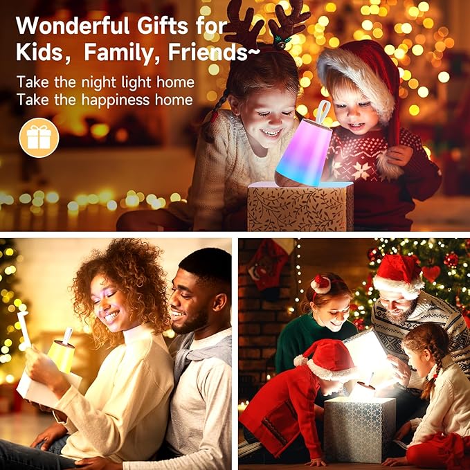 Dimmable Night Light Touch Lamp for Bedroom Rechargeable Remote Bedside Lamp Portable Hanging Table Lamp Changeable Warm White Light Perfect Toy Gift for Kids Adults