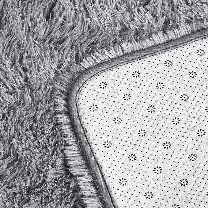 YOBATH Fluffy Shaggy Area Rugs 6x9 for Living Room Bedroom, Soft Fuzzy Shag Rugs Plush Carpet, Furry Bedside Rug for Kids Baby Girl Room Nursery Décor, Grey