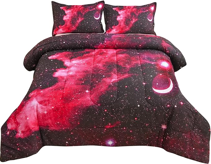 A Nice Night 3D Galaxy Blanket Comforter Bedding Sets Home Textile with Comforter Pillowcase, Full Size