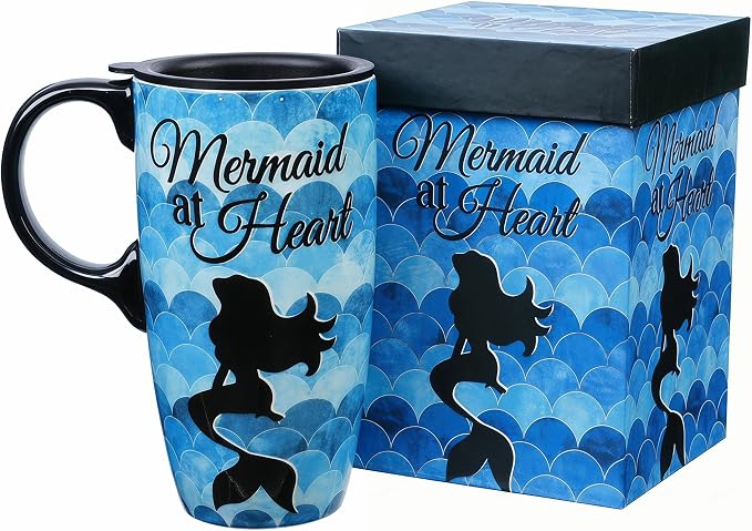Topadorn 17oz Ceramic Travel Mug with Lid and Handle, Porcelain Coffee Cup with Gift Box, Microwave & Dishwasher Safe, Leak-Proof, for Latte, Tea, Cocoa, Milk, Home & Office