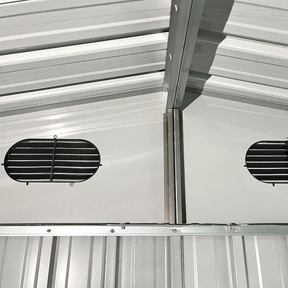 Outdoor Storage Shed, Metal Garden Shed with Double Doors, Galvanized Steel, Waterproof and Rustproof (8x10 FT Metal Shed)