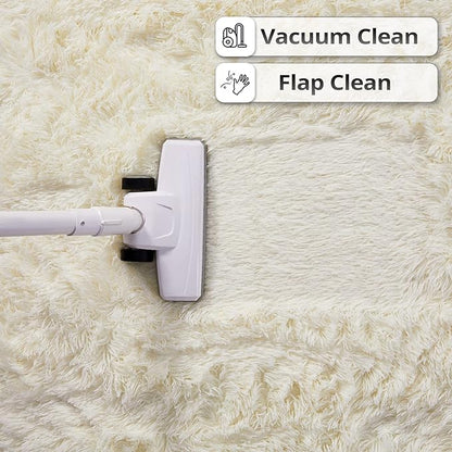 YOBATH Fluffy Shag Area Rug, Rugs for Bedroom 4x6 Feet, Plush Shaggy Rug for Living Room, Indoor Modern Bedside Rug for Kids Girls Boys Room, Shag Carpet for Dorm Nursery Room, Cream White