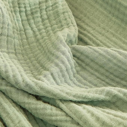 EMME Cotton Muslin Blanket King Size - Soft, Breathable Layering Blanket, 108"x90", All Season Gauze, Sage Green