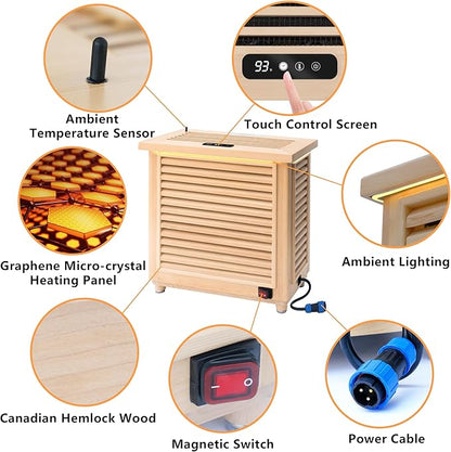 Far Infrared Home Dry Sauna Box 1-2 Person, Portable Personal Full Body Indoor Sauna for Relaxation with 1500W 110V Electric Heater,2 Folding Chair, 47.2 x 35.4 x 70.9 inches Black