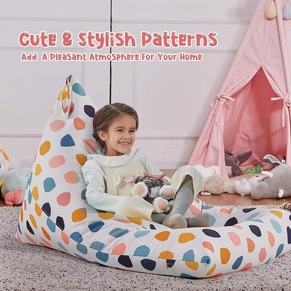 Nobildonna Stuffed Animal Storage Bean Bag for Kids (No Filler), Extra Large 250L Bean Bag Chair Cover Only, Washable Beanbag Without Filling Soft Premium Canvas Stuffable Bean Bag Cover (Pebble)
