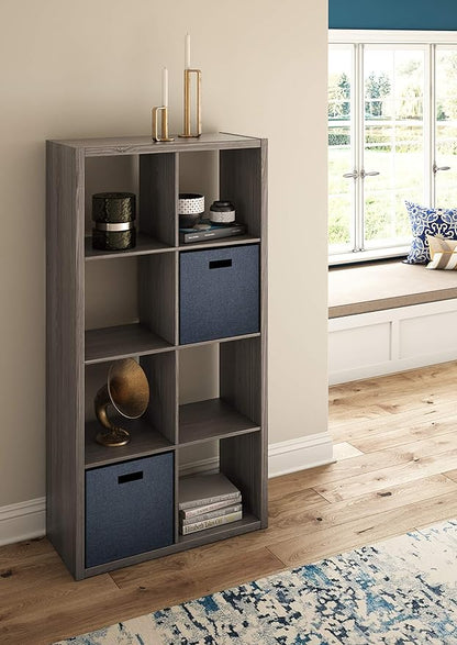 ClosetMaid 8 Cube Heavy Duty Wooden Decorative Bookcase Shelf Storage Organizer with Open Back for Home, Closet, Office, or Toys, Graphite Gray