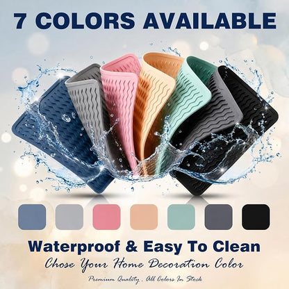 2 Pack Caketime Silicone Dish Drying Mat for Kitchen Counter Coffee Bar Accessories Heat Resistant Waterproof Dining Under Sink Organizers Dog food mat Must Haves Extra Large 24"x18" Gray