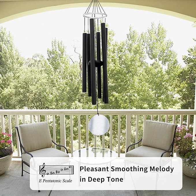 ASTARIN Wind Chimes Outdoor Large Deep Tone,36 Inch Large Chimes for Outside Tuned Relaxing Soothing Low Bass,Memorial Windchimes Sympathy for Mom Dad,Black