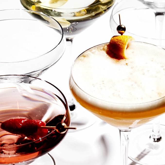 LEMONSODA Hand Blown Nick & Nora Crystal Martini Glasses, Set of 6 | Glassware for Manhattan, Cosmopolitan, Espresso Martini, Lemon Drop & Dirty Martini, Inspired by 1930s Cocktail Culture