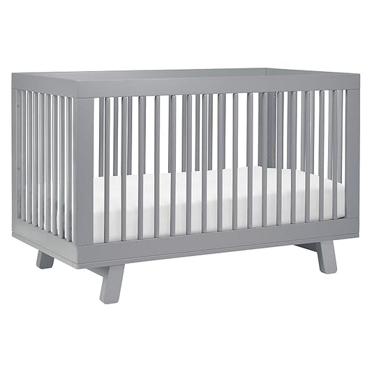 Babyletto Hudson 3-in-1 Convertible Crib with Toddler Bed Conversion Kit in Grey, Greenguard Gold Certified