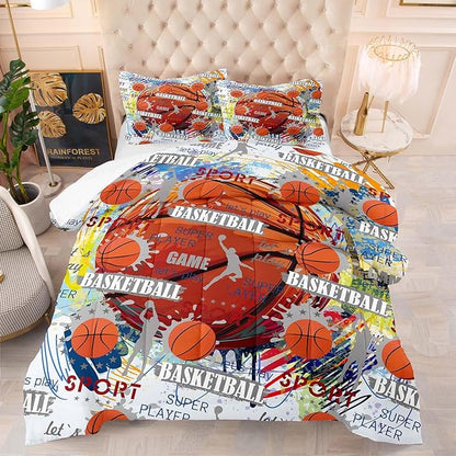 Tailor Shop Basketball Bedding Sets King Size, Basketball Comforter Sets for Kids Boys Teens,Sport Comforter Sets with 1 Comforter 2 Pillowcases…………