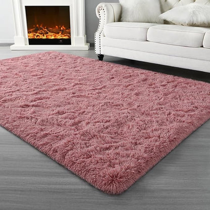 Super Soft Fluffy Shaggy Rugs for Living Room Bedroom, Fuzzy Plush Area Rugs for Girls Kids Room Nursery Home Decor, Furry Dorm Rug Cute Non-Slip Indoor Floor Carpet 5x8 Feet, Blush