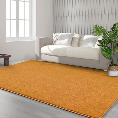 Area Rugs for Bedroom Living Room, 4x6 Orange Super Soft Comfy Thickened Memory-Foam Indoor Carpets, Modern Aesthetic Minimalist Carpet for Boys Girls Adults Apartment Nursery Home Décor