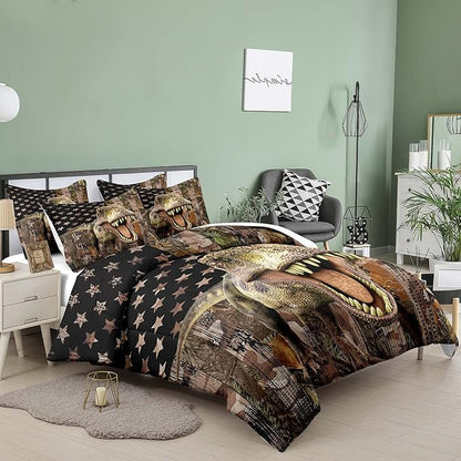 Tailor Shop Dinosaur Boys Comforter Sets King Size,Dinosaur Bedding Sets for Kids Teens,Camo Comforter Sets American Flag Comforter Sets with 1 Comforter 2 Pillowcase…