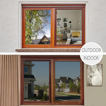 HIDBEA One Way Privacy Window Film, Daytime Mirror Reflective Heat Control UV Sun Blocking Non-Adhesive Static Cling Window Tint for Home and Office(Black-Silver, 41.3 Inch x 19.6 Feet)