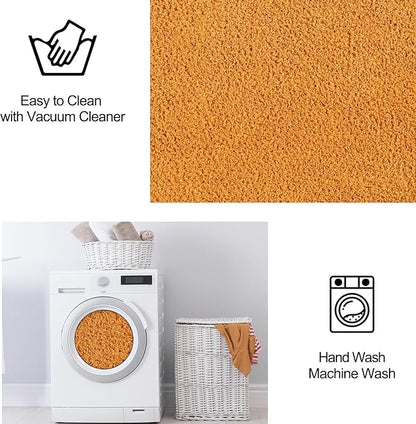 Area Rugs for Bedroom Living Room, 4x6 Orange Super Soft Comfy Thickened Memory-Foam Indoor Carpets, Modern Aesthetic Minimalist Carpet for Boys Girls Adults Apartment Nursery Home Décor