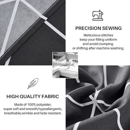 Black & White Comforter Bed in a Bag Queen for Kids Adults, 3Pcs Reversible Geometric Bedding Set with 2 Pillow Shams for All Seasons (Queen,90x90inches)