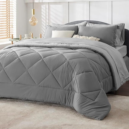 Bedsure King Size Comforter Set - 7 Pieces Reversible King Bed in a Bag, King Bed Set with Comforters, Sheets, Pillowcases & Shams