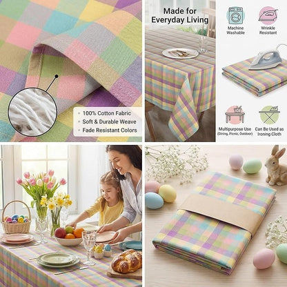 Urban Villa Tablecloth Cotton Tabletop 60x102 (8-10 Seats) Easter Checks