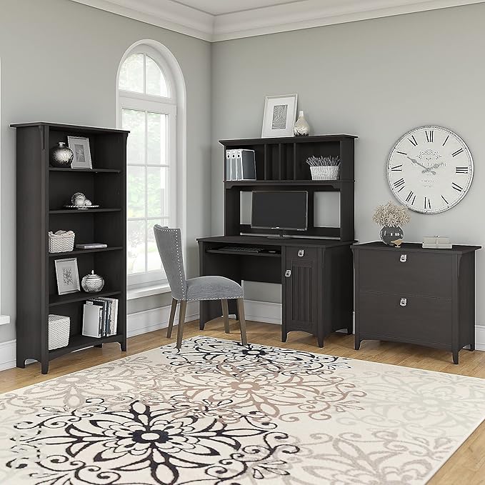 Bush Furniture Salinas 5 Shelf Bookcase, Tall Bookshelf for Living Room and Home Office