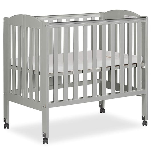 2 in 1 Folding Portable Crib in Cool Grey, Greenguard Gold Certified , 40x26x38 Inch (Pack of 1)